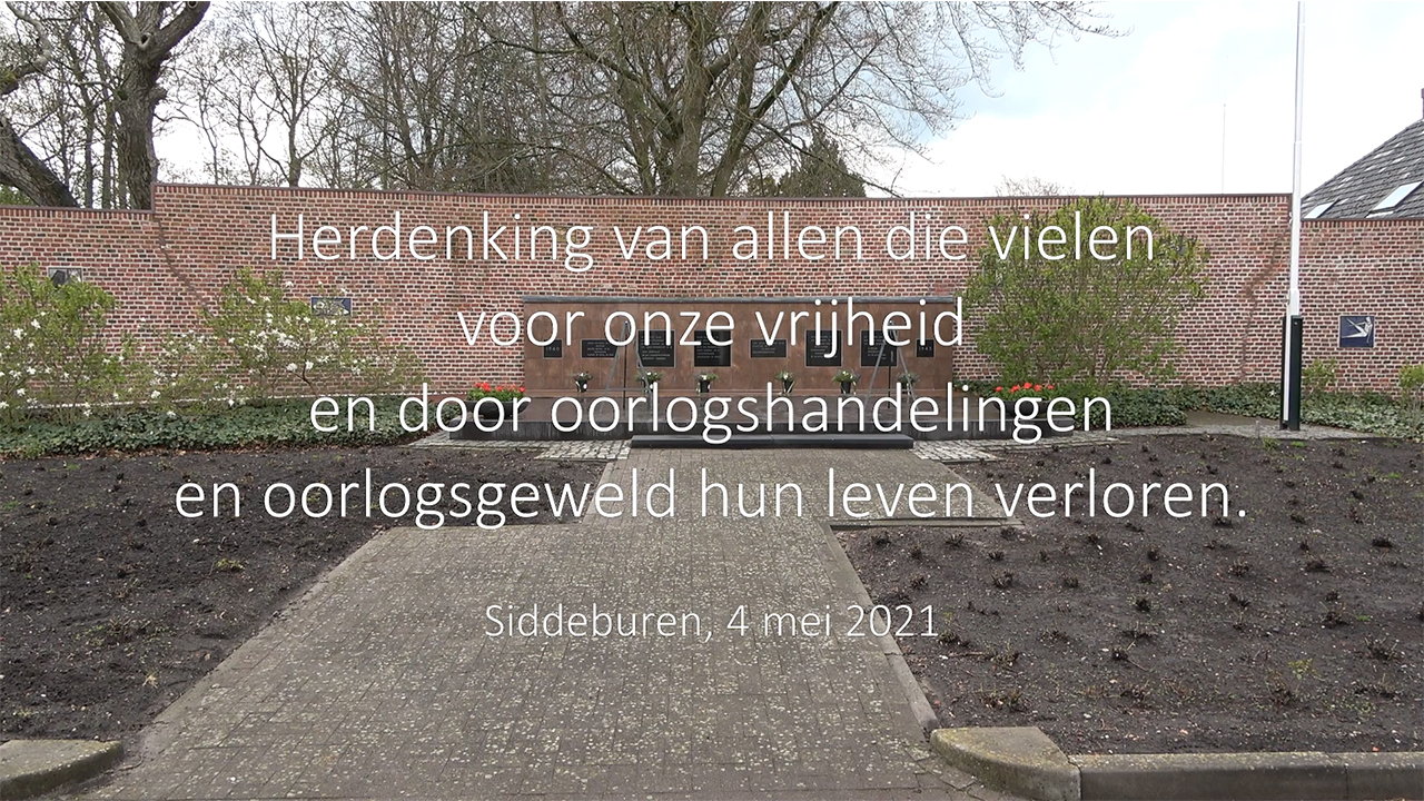 Siddeburen: 4 mei herdenking om 21.00 uur