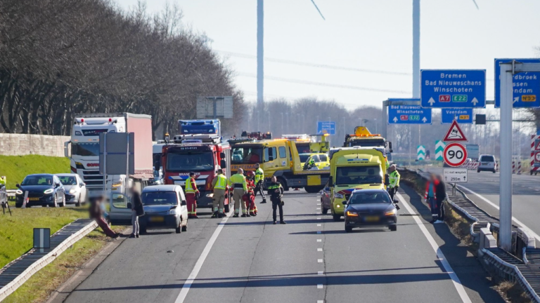 Ongeval op A7, ter hoogte van afrit Zuidbroek