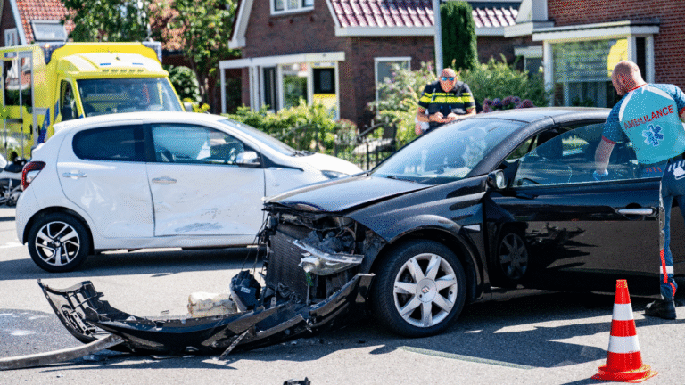 Aanrijding op de kruising van de Burgemeester van Rooijenstraat-Oost en de Pieter Langendijkstraat in Hoogezand.