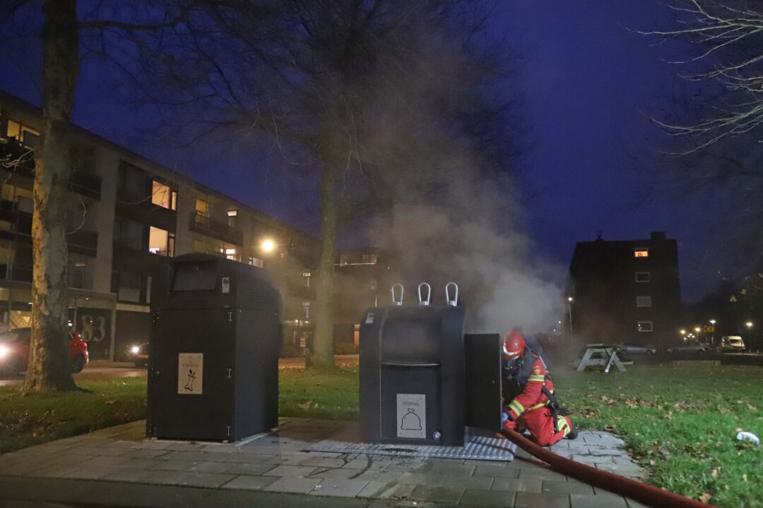 Brand in container Rembrandtplein Hoogezand