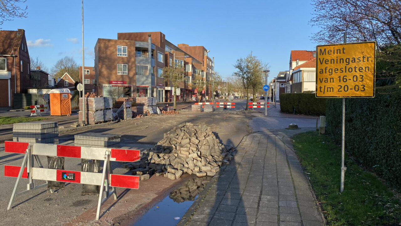 Meint Veningastraat afgesloten vanwege werkzaamheden