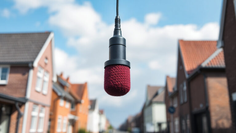 Microphone dangling in front of street - AI generated (1280 720)