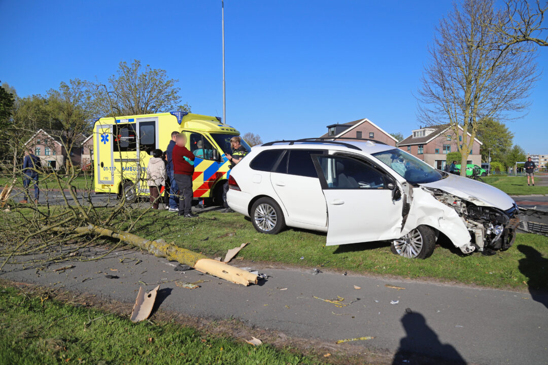 Auto botst tegen boom op Gorechtlaan