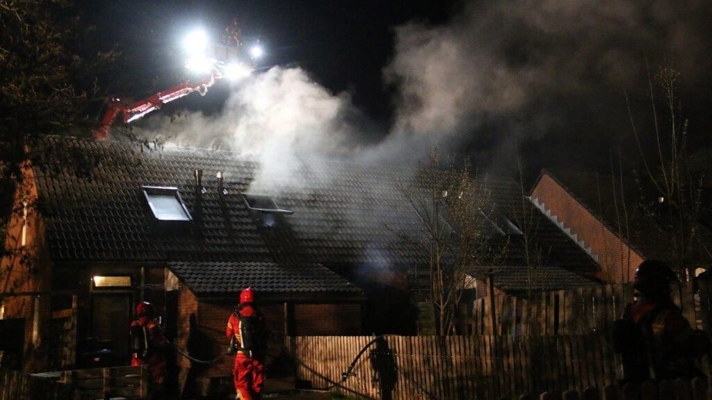 woningbrand aan de Domela Nieuwenhuisweg in Muntendam